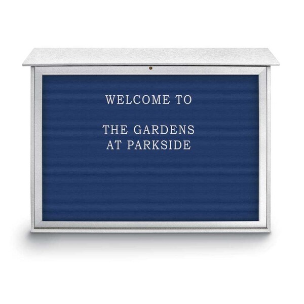 Indoor Enclosed Combo Board, 42"x32", Satin Frame/Blue & Medium Grey